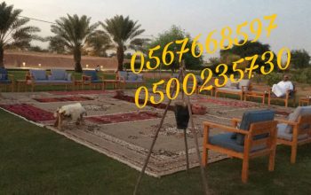 تأجير كنب جلد أبيض ، طاولات طعام مع كراسي